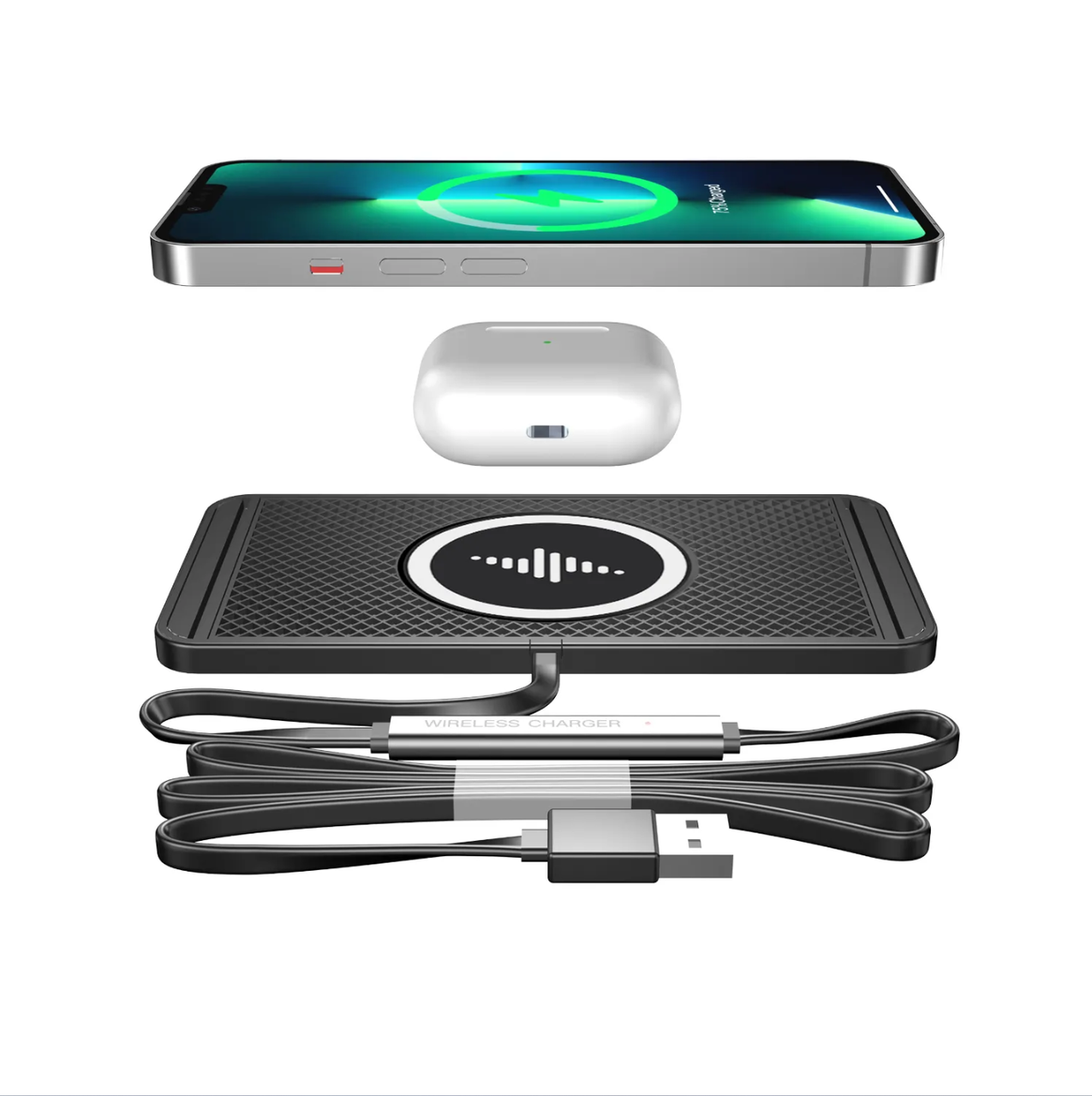 Силіконовий килимок у авто з швидкою бездротовою зарядкою QINETIQ Car Wireless Pad A1 (New Design)