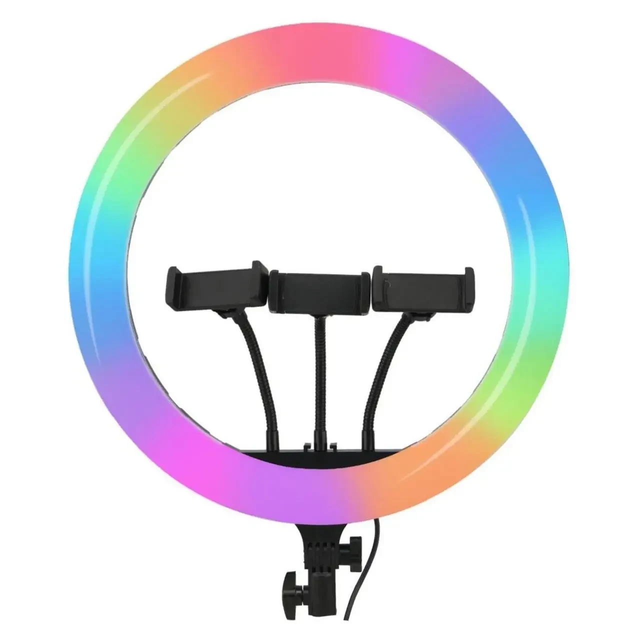 Кольцевая лампа RGB 38 см, многоцветная светодиодная лампа LED MJ38, 3  держателя для телефона, пульт (ID#1873504617), цена: 793 ?, купить на  Prom.ua