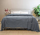 Покривало-простирадло жакардове піке 245х270 ТМ Zeron Antrasit колір антрацит