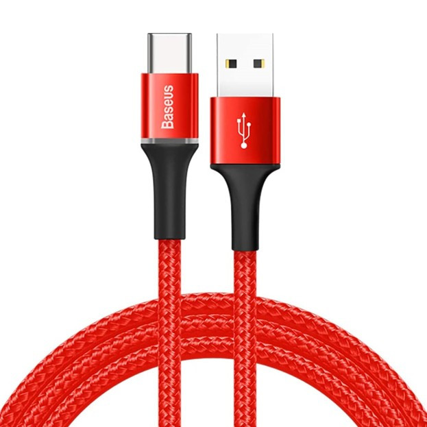 Зарядний кабель Baseus USB C з підсвічуванням LED Halo Data Cable 3A 1 м Red (CATGH-B09)