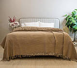 Покривало-простирадло жакардове піке 245х270 ТМ Zeron Kahve колір коричневий