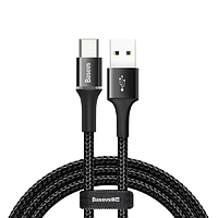 Кабель зарядный Baseus USB C с подсветкой LED Halo Data Cable 3A 2 м Black (CATGH-C01)