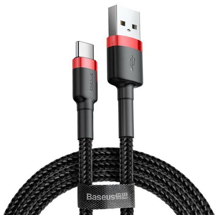 Кабель зарядний Baseus USB C Cafule 3A 2 м Black / Red (CATKLF-F91)