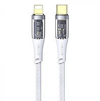 Кабель USAMS SJ573 Type-C To Lightning PD 20W Transparent Data Cable Icy Series 1.2M White