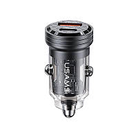 АЗУ USAMS CC175 C35 45W Aluminum Alloy Transparent USB+Type-C Mini Car Charger Black