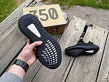 Чоловічі літні кросівки Adidas Yeezy Boost 350 Black чорний, фото 6