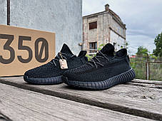 Чоловічі літні кросівки Adidas Yeezy Boost 350 Black чорний, фото 3