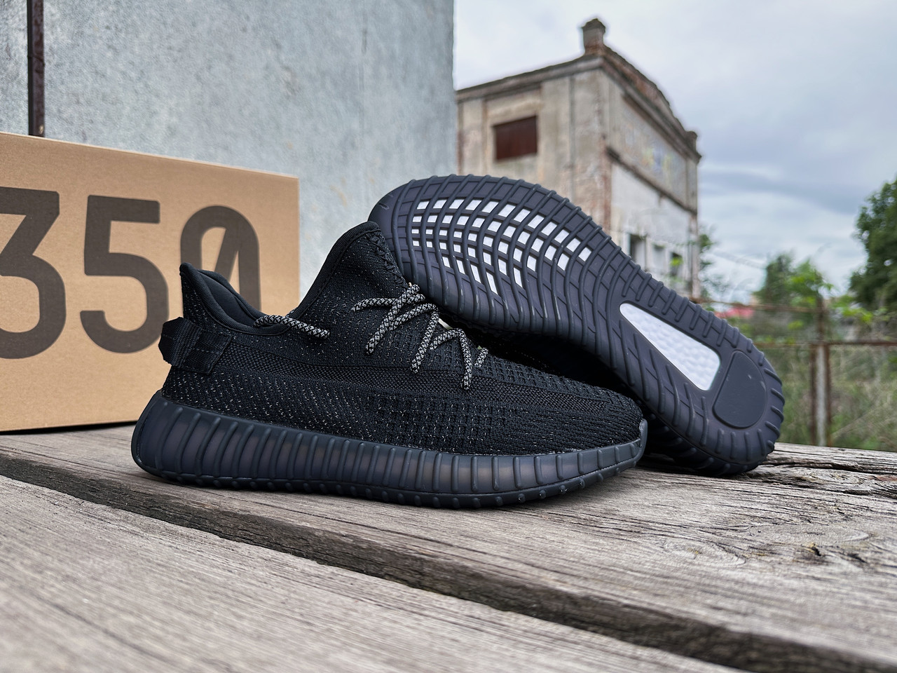Чоловічі літні кросівки Adidas Yeezy Boost 350 Black чорний