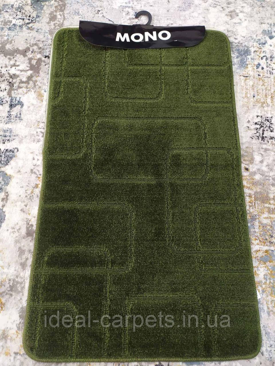 Комплект килимків для ванної Mono 60*100 та 60*50см з вирізом для унітазу Хакі 0361 Туреччина