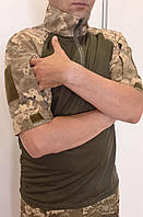 Легкая летняя тактическая военная форменная рубашка с коротким рукавом и карманами Убакс олива/пиксель