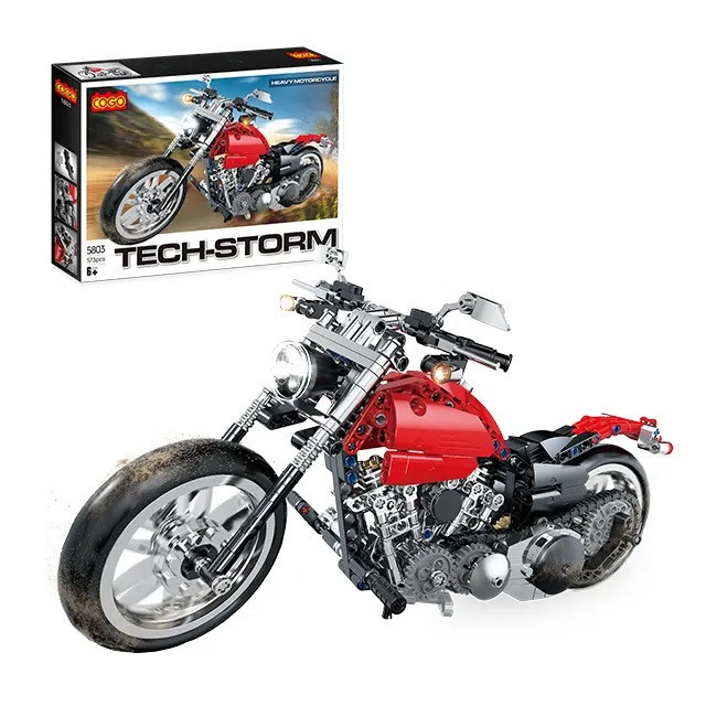 Конструктор Cogo Tech-Storm Мотоцикл 5803, Байк, механічний Harley, 573 деталі, червоний, фото 1