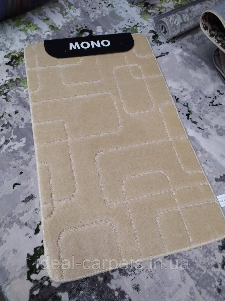 Комплект килимків для ванної Mono 60*100 та 60*50см з вирізом для унітазу Крем 0400 Туреччина