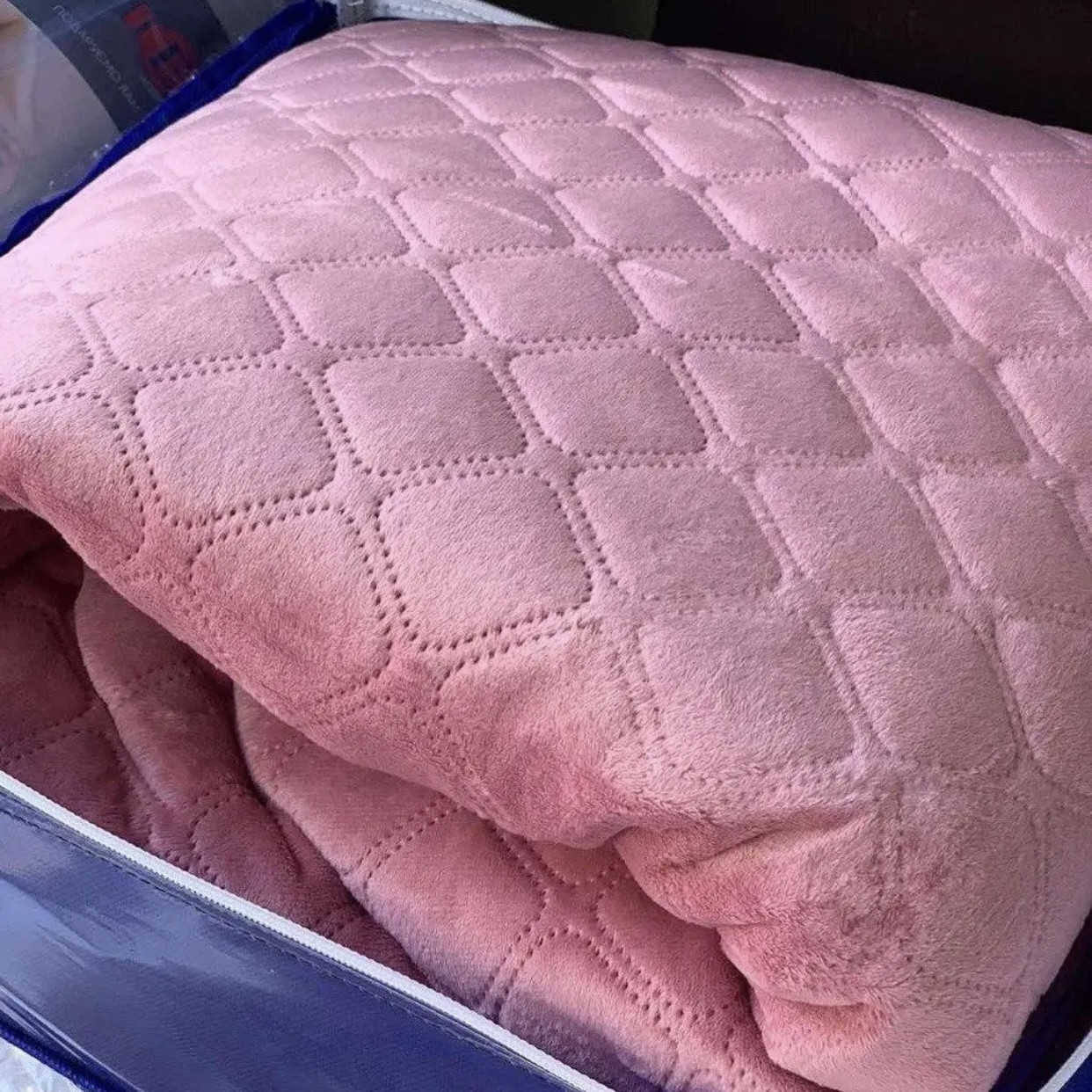 Велюрове покривало євро розміру ТЕП "VELOUR"  220x240 Колір - Рожевий, фото 1