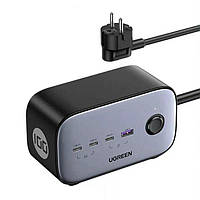 Сетевое зарядное устройство Ugreen удлинитель GaN DigiNest Pro 1хUSB-A+3хUSB-C 100W EU 1.8 м Grey (CD226)