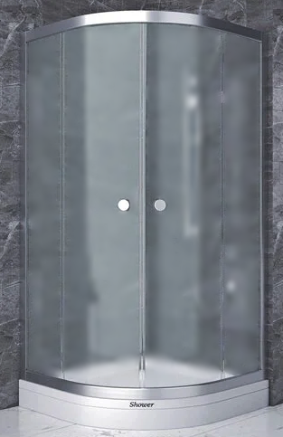 Душова кабіна 90x90 без піддону Shower Titan oval напівкругла матове загартоване скло 5мм розсувні двері