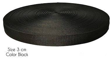 Ремінна стрічка Стропа Чорна 30мм, рулон 100м