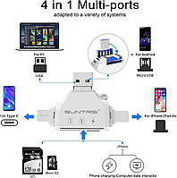 SUNTRSI 4 в 1 Micro SD TF Card Reader для телефона, планшета, Android, Mac и ПК Уценка