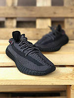 Кросівки чоловічі текстильні чорні Adidas Yeezy Boost 350 Спортивні кросівки рефлективні ізі буст