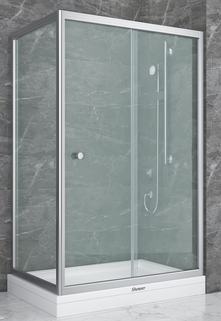 Душова кабіна прямокутна 120x80x190 см без піддону Shower Neptun розсувна двері прозоре скло 6мм