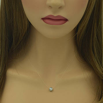 XUPING Силіконовий Шнурок Родій з білим цирконом, Довжина 45+5см, Кулон Висота 0.8см