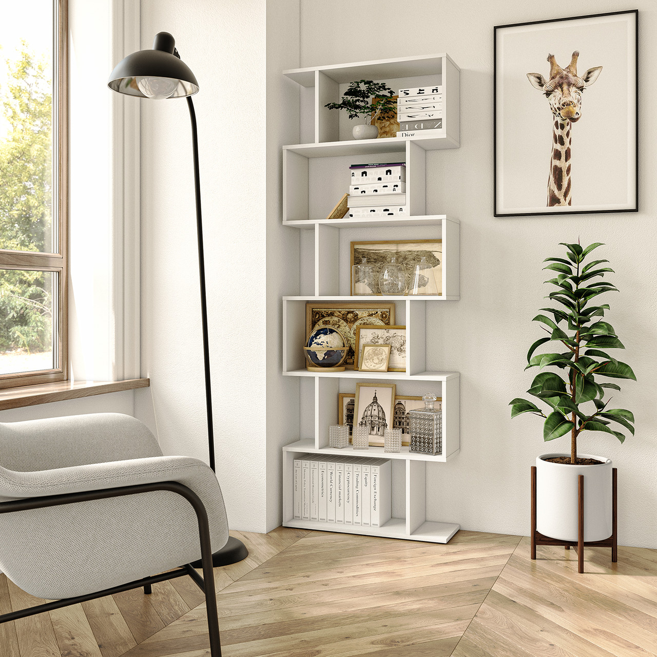 Стелаж для книг Moreli GT-56 Ш700/В1920/Г238 Білий