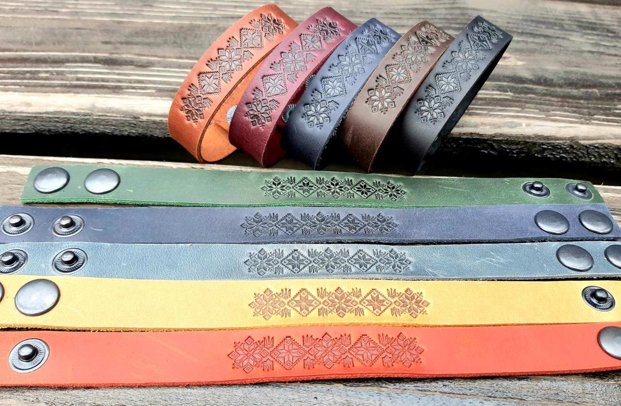 Браслети на руку з натуральної шкіри з Гербом України