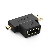 Переходник адаптер UGREEN HDMI- mini HDMI-micro HDMI Black (HD129)