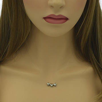 XUPING Силіконовий Шнурок Родій із сердечками, Довжина 45+5см, Кулон Висота 0.7см