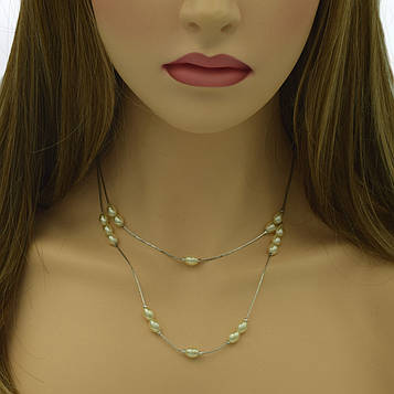 XUPING Намисто Родій з перлами, Довжина 40+5.5см, Вставка Висота 0.6см