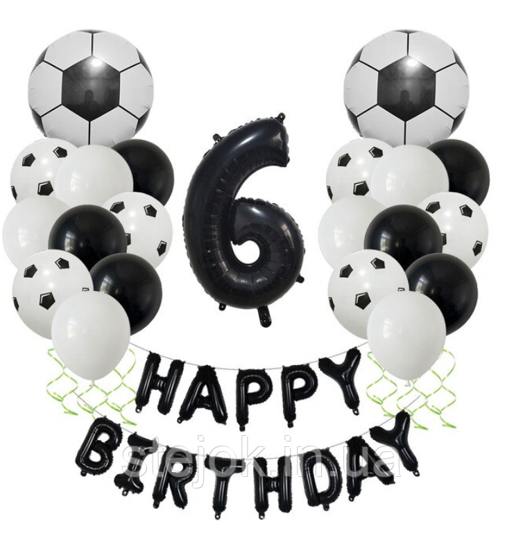 Готова фотозона футбол із цифрою, чорно-біла, фото 1