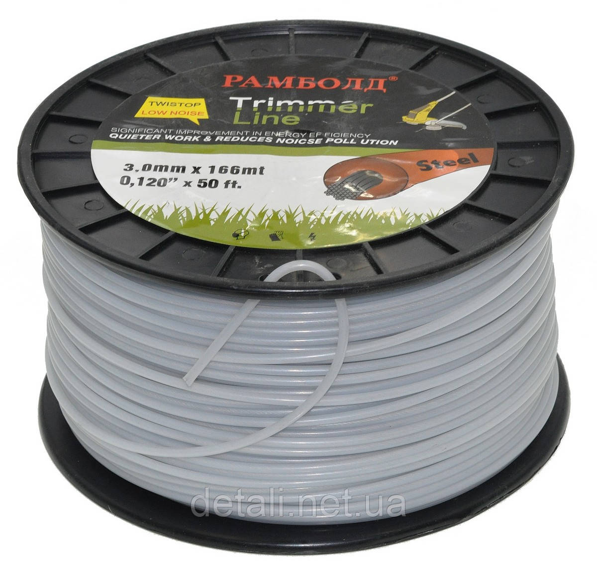 Ліска косильна круг d3 мм 3 LB (166 м) з металевим тросиком