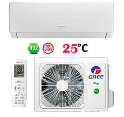 Інверторний настінний кондиціонер з Wi-Fi побутовою, спліт-система з обігріванням Gree Pular GWH24AGA-K6DNA1C 70 м2-25*С