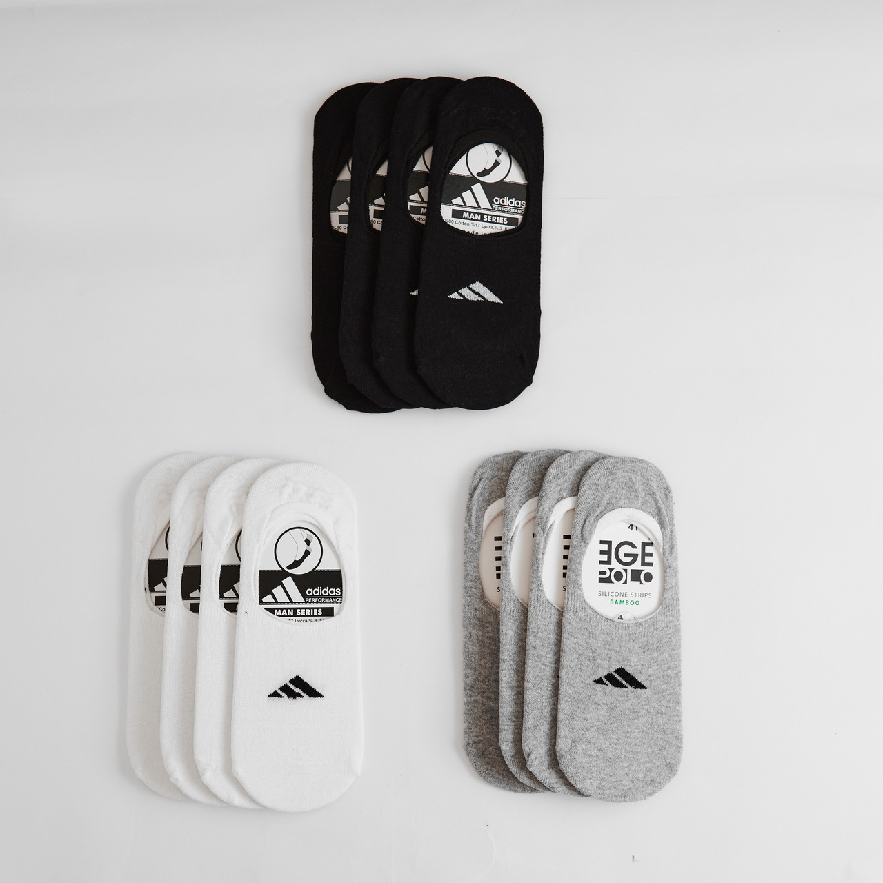 Чоловічі шкарпетки-слідки Adidas . Низькі шкарпетки дуже короткі. Слідки чоловічі шкарпетки Адідас, фото 1