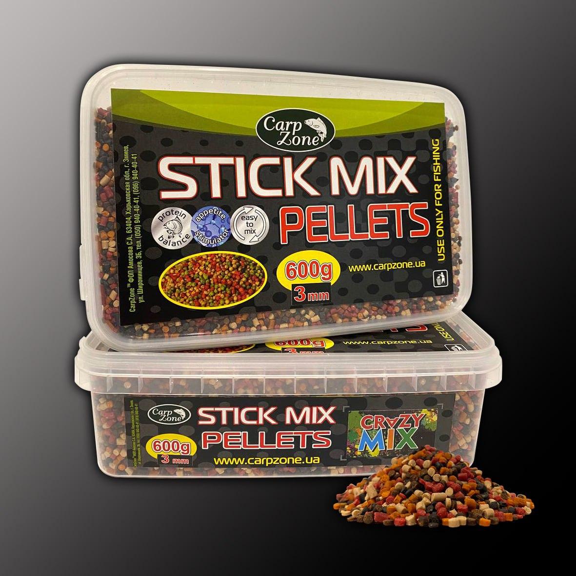 Стік Мікс пелети Stick Mix Pellets Crazy Mix (Божевільний Мікс) 600g 3mm, фото 1