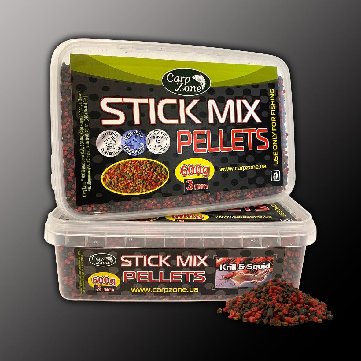 Стік Мікс пелети Stick Mix Pellets Кrill & Squid (Креветка і Кальмар) 600g 3mm