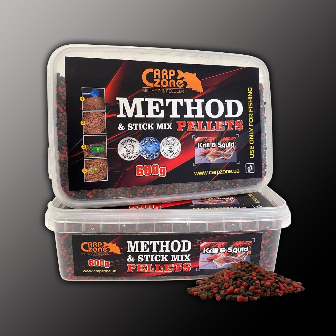 Метод-Стік Мікс Пелетс Креветка-Кальмар Method & Stick Mix Pellets Кrill & Squid 600g 2-4mm, фото 1