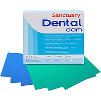 Кофердам БЛАКИТНИЙ / СЕРЕДНІЙ / звичайний 152мм.×152мм. 36 шт. Sanctuary Dental dam