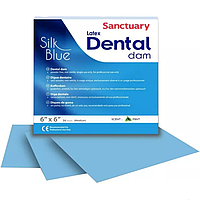 Кофердам Блакитний Шовк / ТОНКИЙ / м'ятний 152мм.×152мм. 36 шт. Sanctuary Dental dam