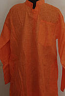 Длинная мужская курта ( рубашка) оранжевая размер 44 индия