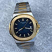 Годинник наручний Patek Philippe Nautilus Silver/Gold-Black/Blue преміального ААА класу, фото 7