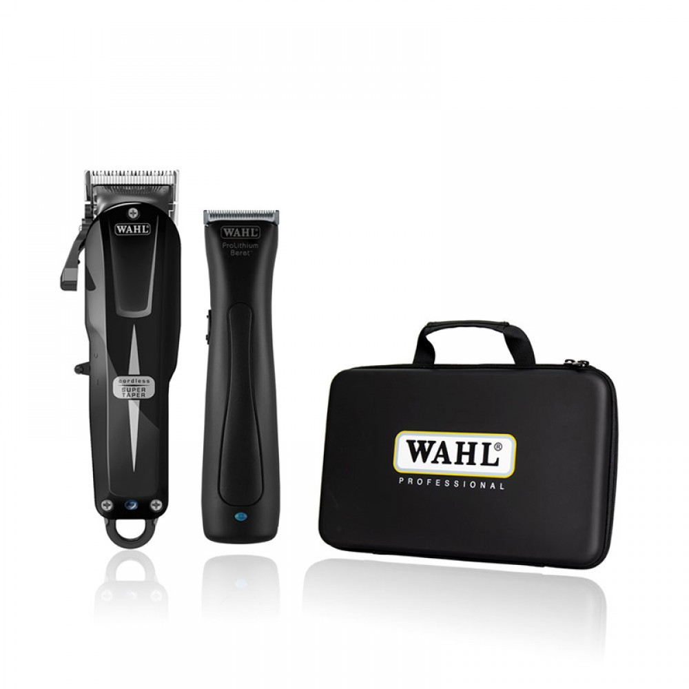 Набір машинок в кейсі Wahl Cordless Combo Super Taper Cordless Black + Beret Stealth (08592-017)