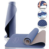 Коврик для йоги и фитнеса tpe premium performance mat синий 183x61x0.6