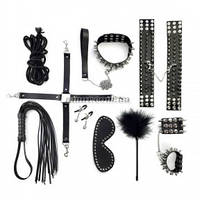 Набір Art of Sex — Spikes BDSM Set Leather, 10 предметів, натуральна шкіра, чорний