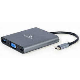 Концентратор Cablexpert USB-C 6-in-1 (Hub3.1/HDMI/VGA/PD/card-reader/audio) (A-CM-COMBO6-01) - оригінал