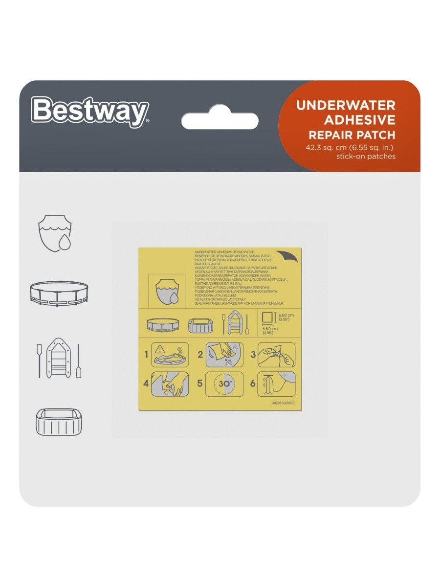 Ремкомплект підвищеної міцності 10 шт (6 х 6 см) Bestway 62068 для надувних матраців та басейнів