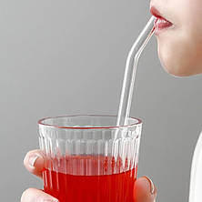 Вигнута скляна трубочка для коктейльних склянок 20 см, фото 3