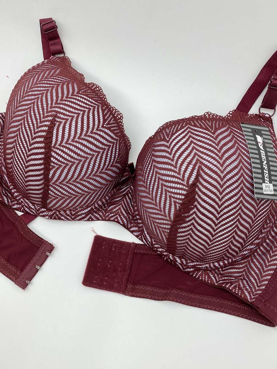 Бюстгальтер мереживний бордовий BENFISH чашка D 912-1, фото 1