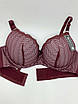 Бюстгальтер мереживний бордовий BENFISH чашка D 912-1, фото 2