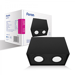 Накладний світильник Feron ML305-2 GU10 акцентний спот 180х96х125мм (під дві змінні LED лампи) прямокутний чорний