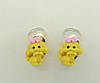 Сережки кліпси дитячі для вух без пробивання Жовтий кролик із рожевим бантиком, фото 2